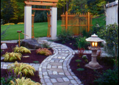 Garden walk way with arch